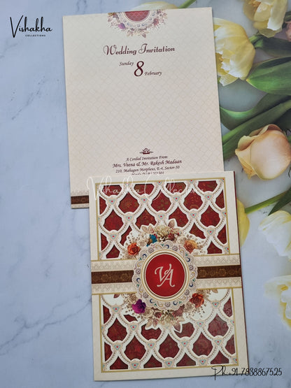 Flower Hindu Muslim Christian Sikh invitation Cards EJ-5260