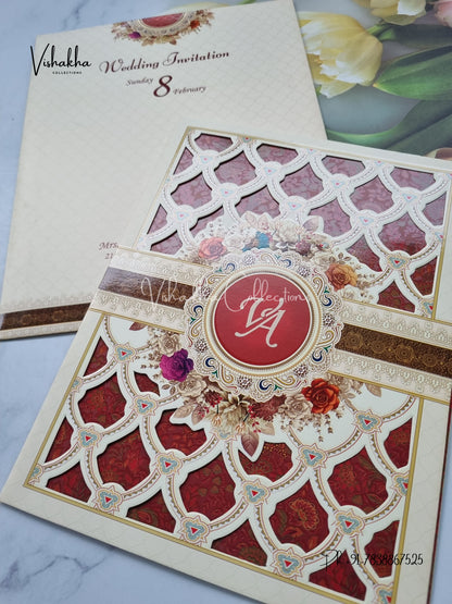 Flower Hindu Muslim Christian Sikh invitation Cards EJ-5260