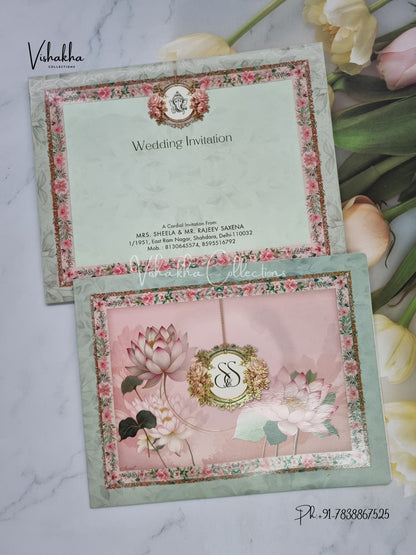 Flower Hindu Muslim Christian Sikh invitation Cards EJ-5262