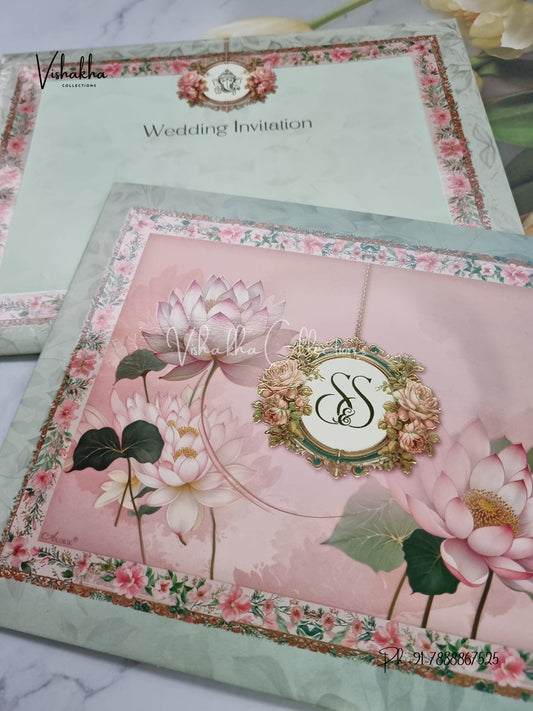 Flower Hindu Muslim Christian Sikh invitation Cards EJ-5262