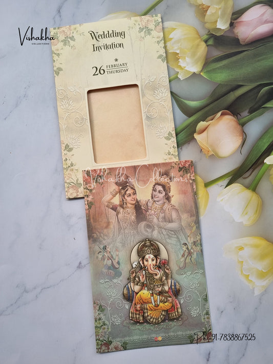 Radha Krishna Ganesh Ji Hindu invitation Cards EJ-5264