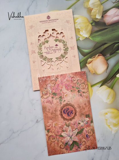 Flower Hindu Muslim Christian Sikh invitation Cards EJ-5266