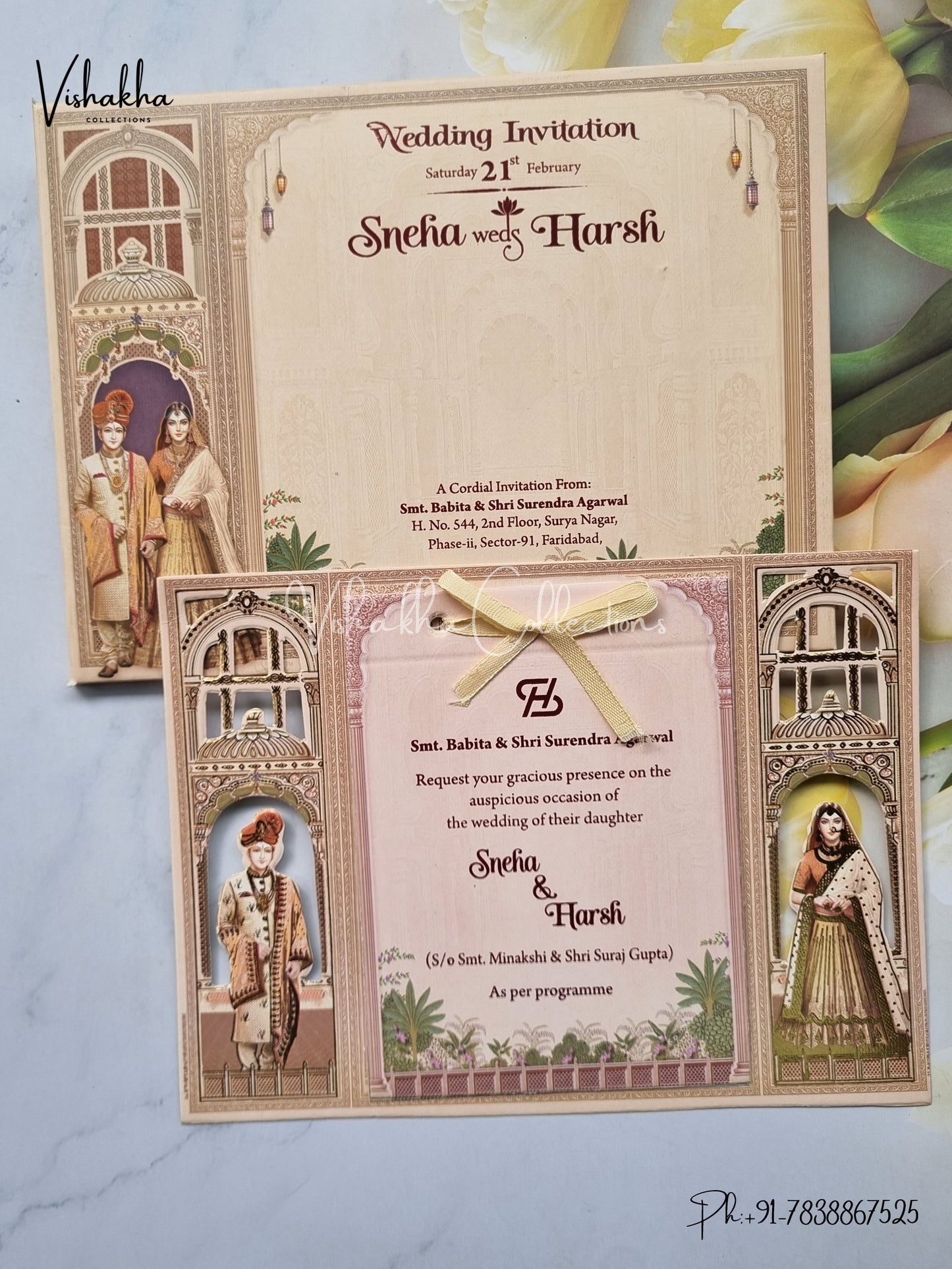 Dulah Dulhan Hindu Sikh Laser Cut invitation Cards EJ-5277