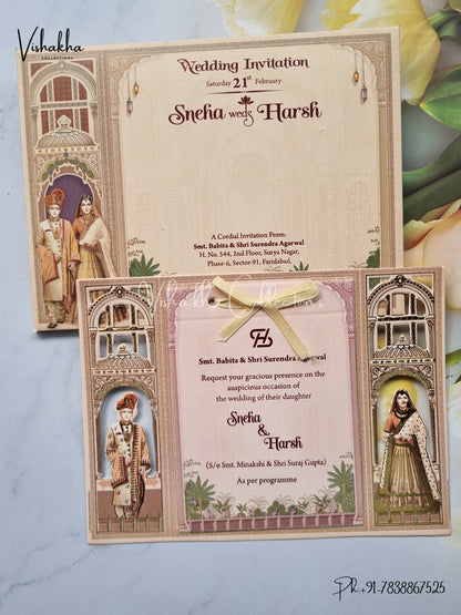 Dulah Dulhan Hindu Sikh Laser Cut invitation Cards EJ-5277