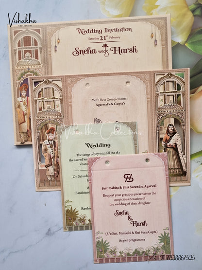 Dulah Dulhan Hindu Sikh Laser Cut invitation Cards EJ-5277