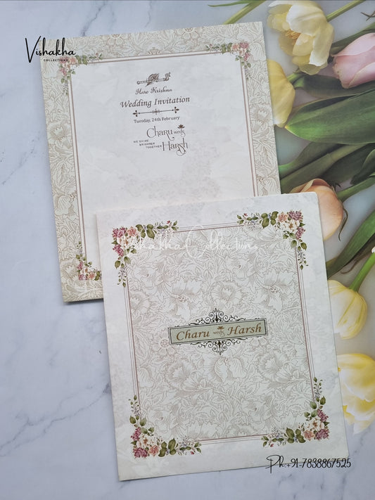 Flower Hindu Muslim Christian Sikh invitation Cards EJ-5279