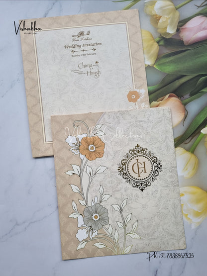 Flower Hindu Muslim Christian Sikh invitation Cards EJ-5280