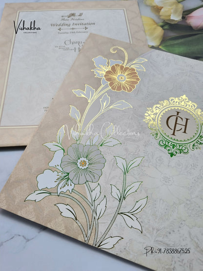 Flower Hindu Muslim Christian Sikh invitation Cards EJ-5280