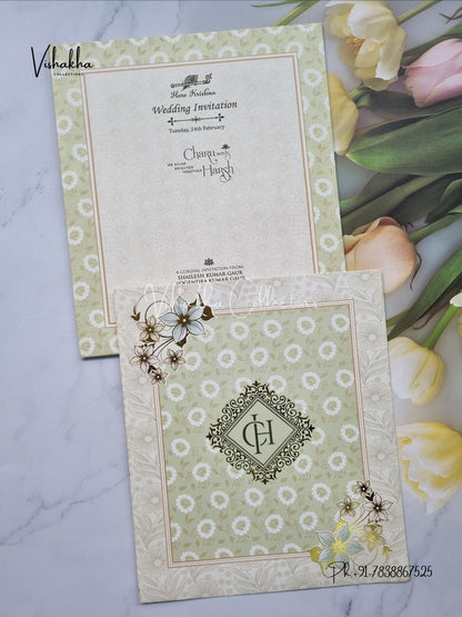 Flower Hindu Muslim Christian Sikh invitation Cards EJ-5281