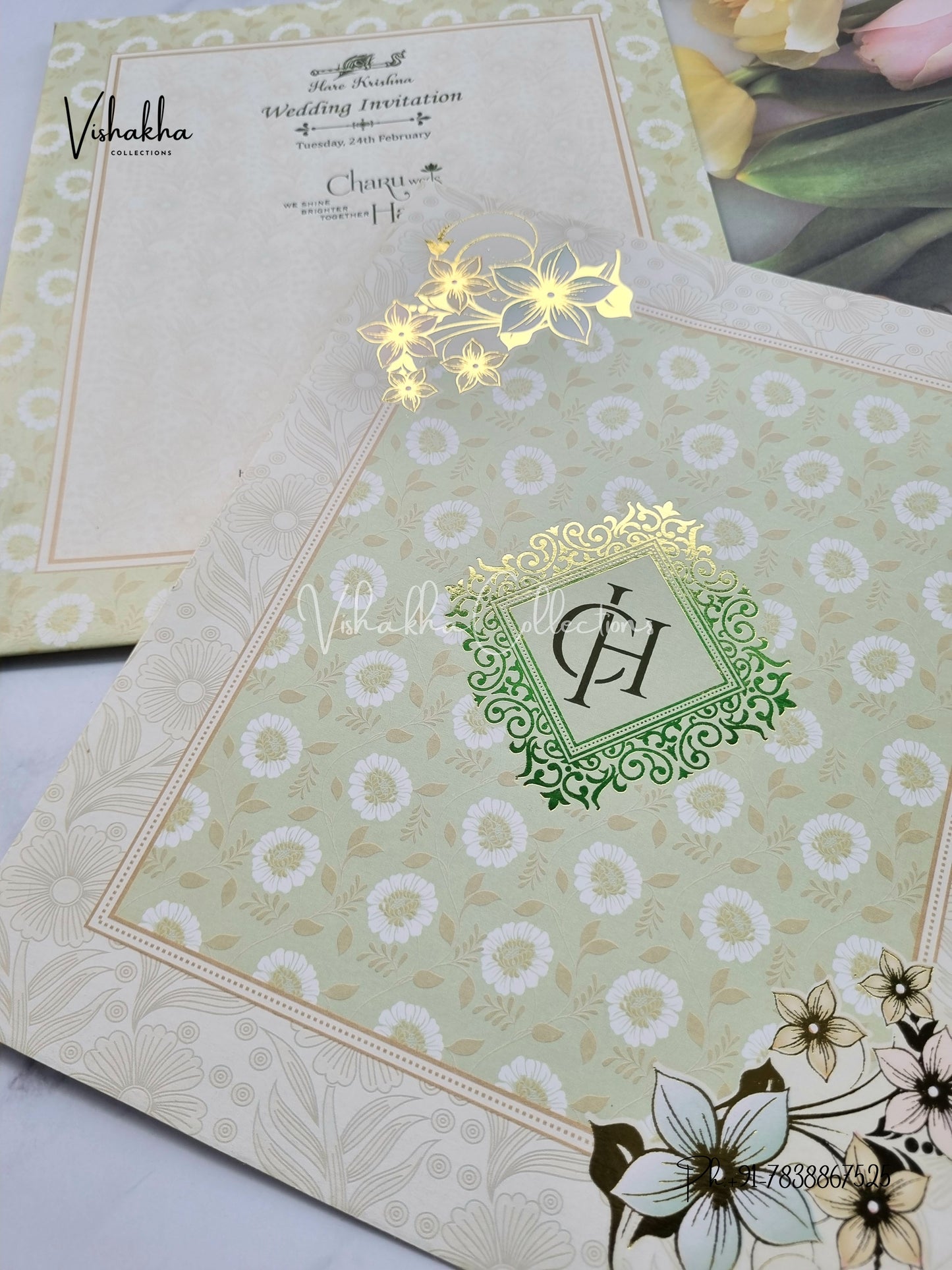 Flower Hindu Muslim Christian Sikh invitation Cards EJ-5281