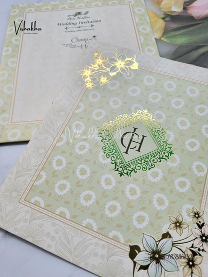 Flower Hindu Muslim Christian Sikh invitation Cards EJ-5281