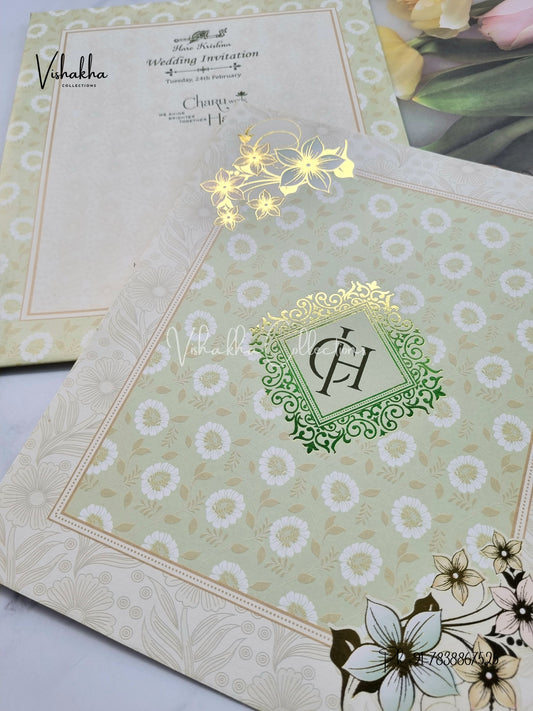 Flower Hindu Muslim Christian Sikh invitation Cards EJ-5281