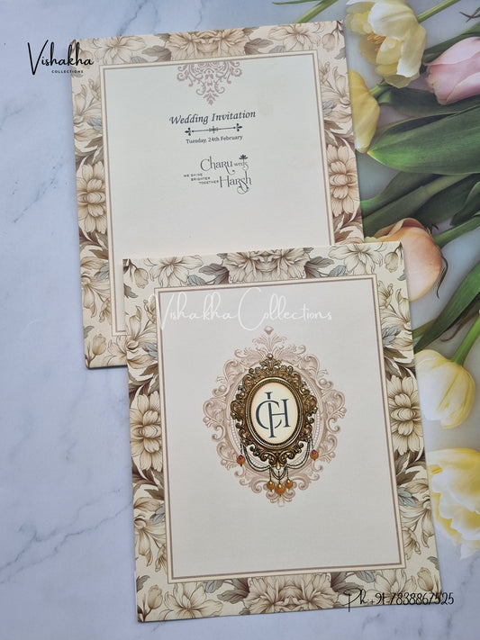 Flower Hindu Muslim Christian Sikh invitation Cards EJ-5282