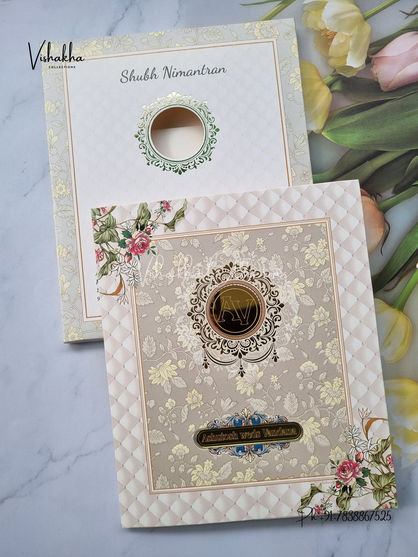 Flower Hindu Muslim Christian Sikh invitation Cards EJ-5287