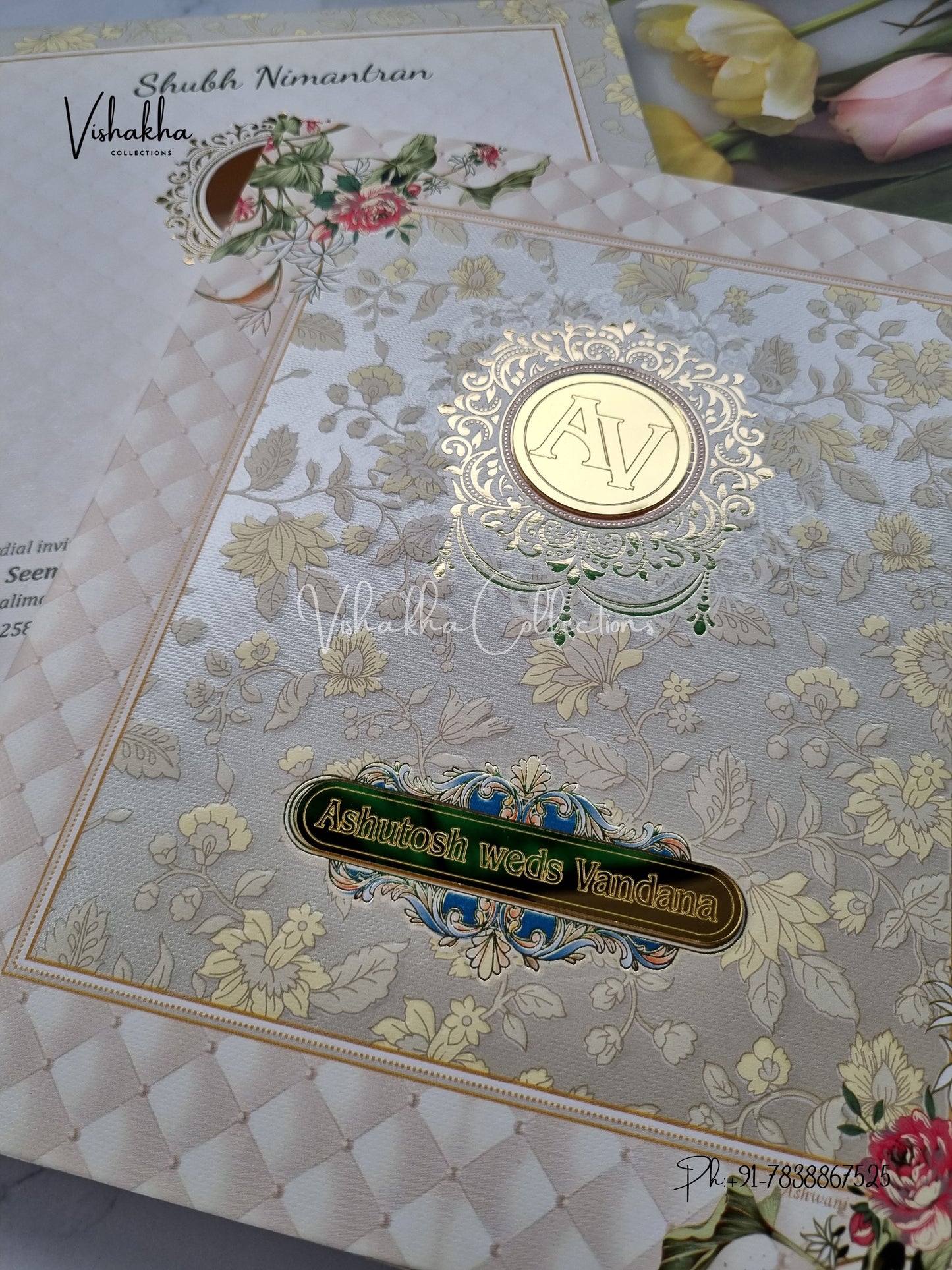 Flower Hindu Muslim Christian Sikh invitation Cards EJ-5287