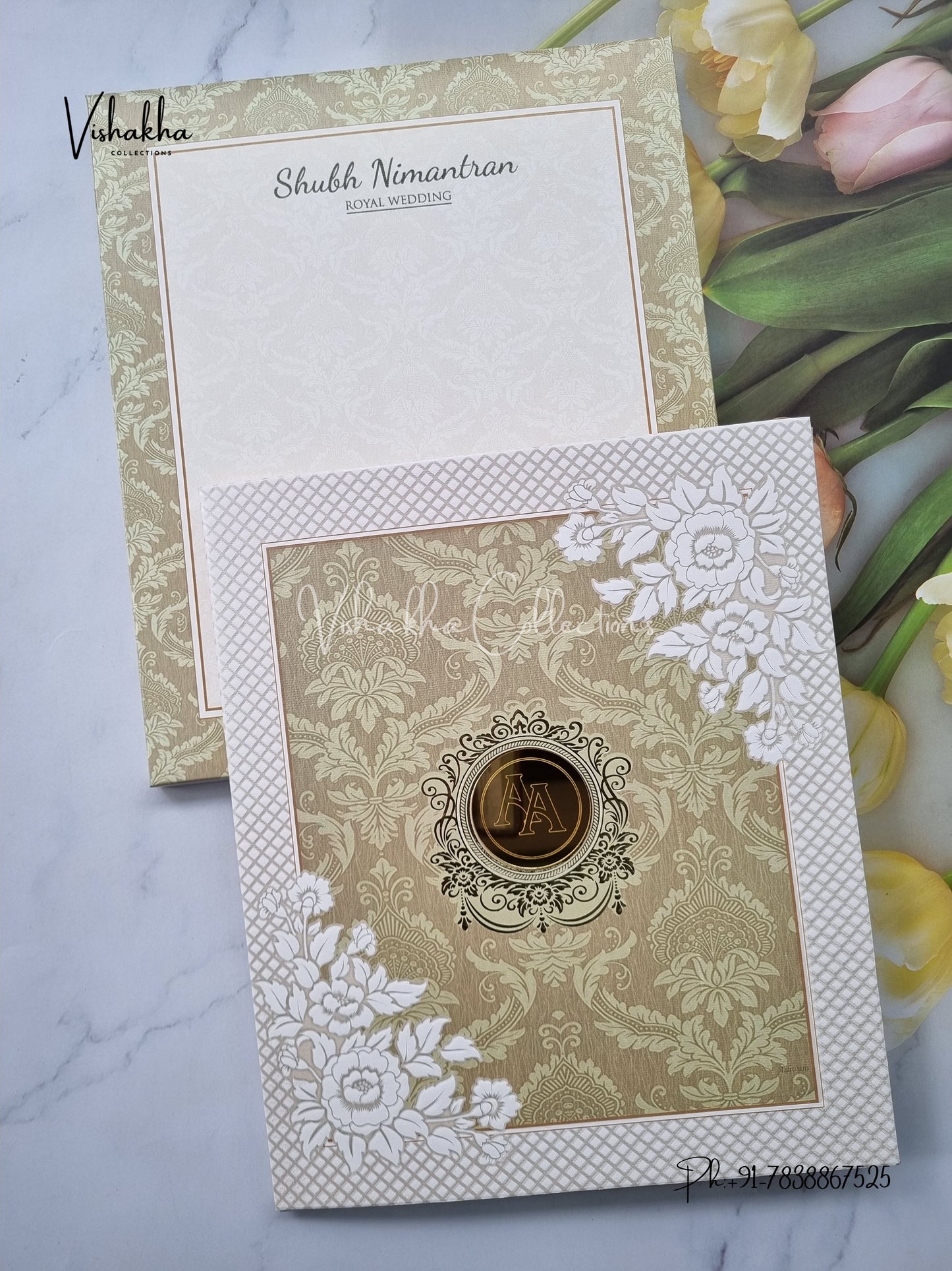 Flower Hindu Muslim Christian Sikh invitation Cards EJ-5288