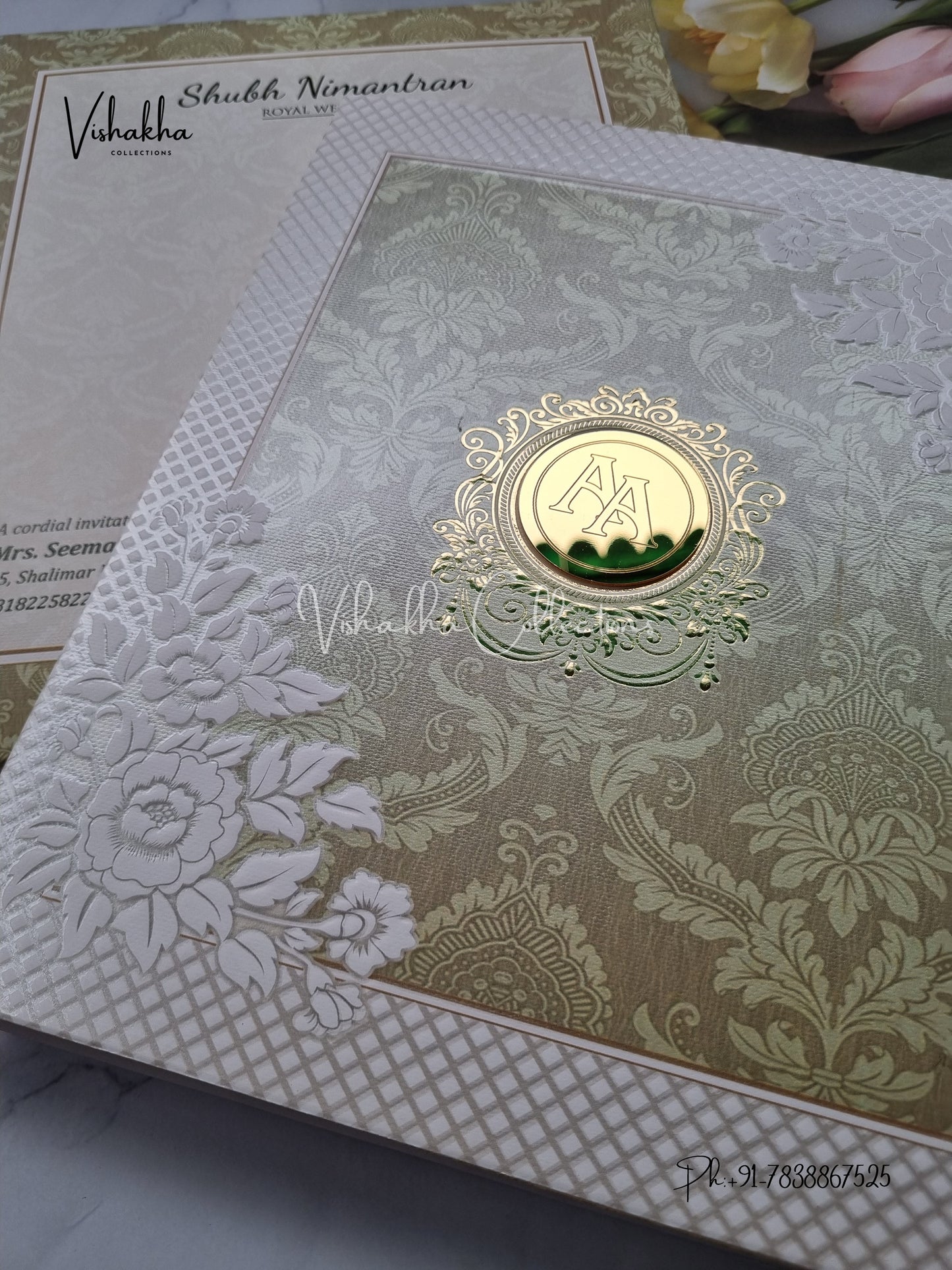 Flower Hindu Muslim Christian Sikh invitation Cards EJ-5288