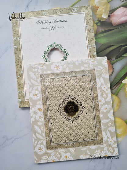 Semi Box Flower Hindu Muslim Christian Sikh invitation Cards EJ-5289