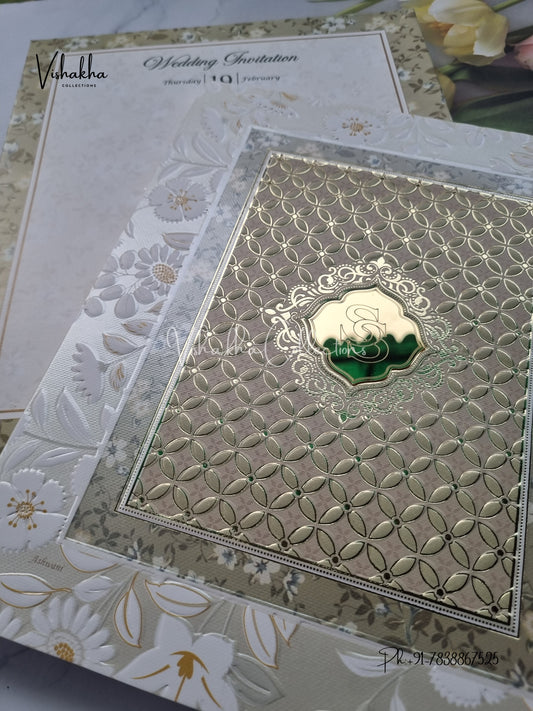 Semi Box Flower Hindu Muslim Christian Sikh invitation Cards EJ-5289