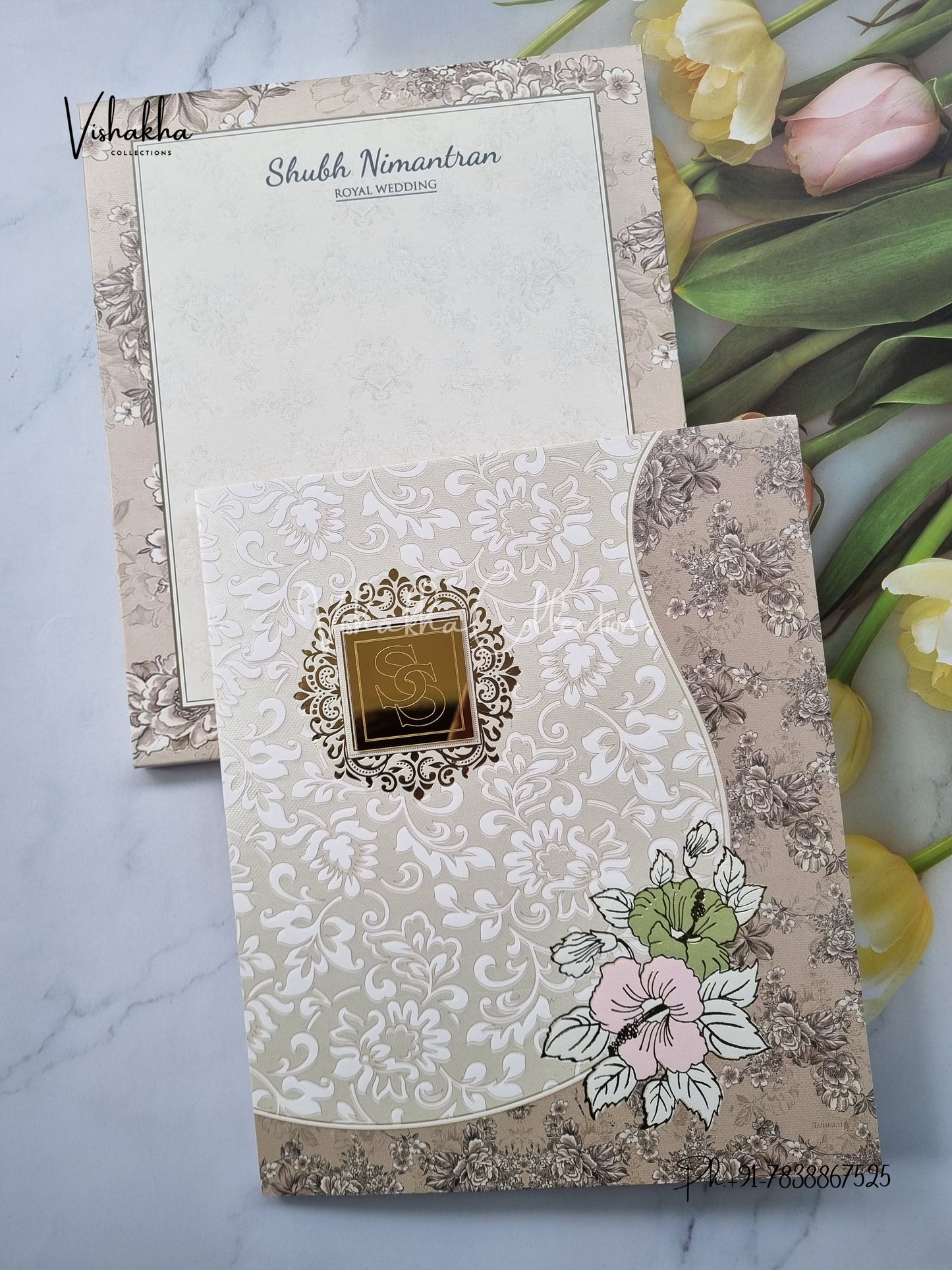 Flower Hindu Muslim Christian Sikh invitation Cards EJ-5290