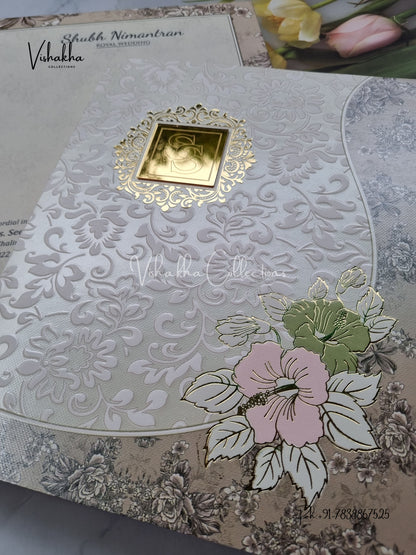 Flower Hindu Muslim Christian Sikh invitation Cards EJ-5290