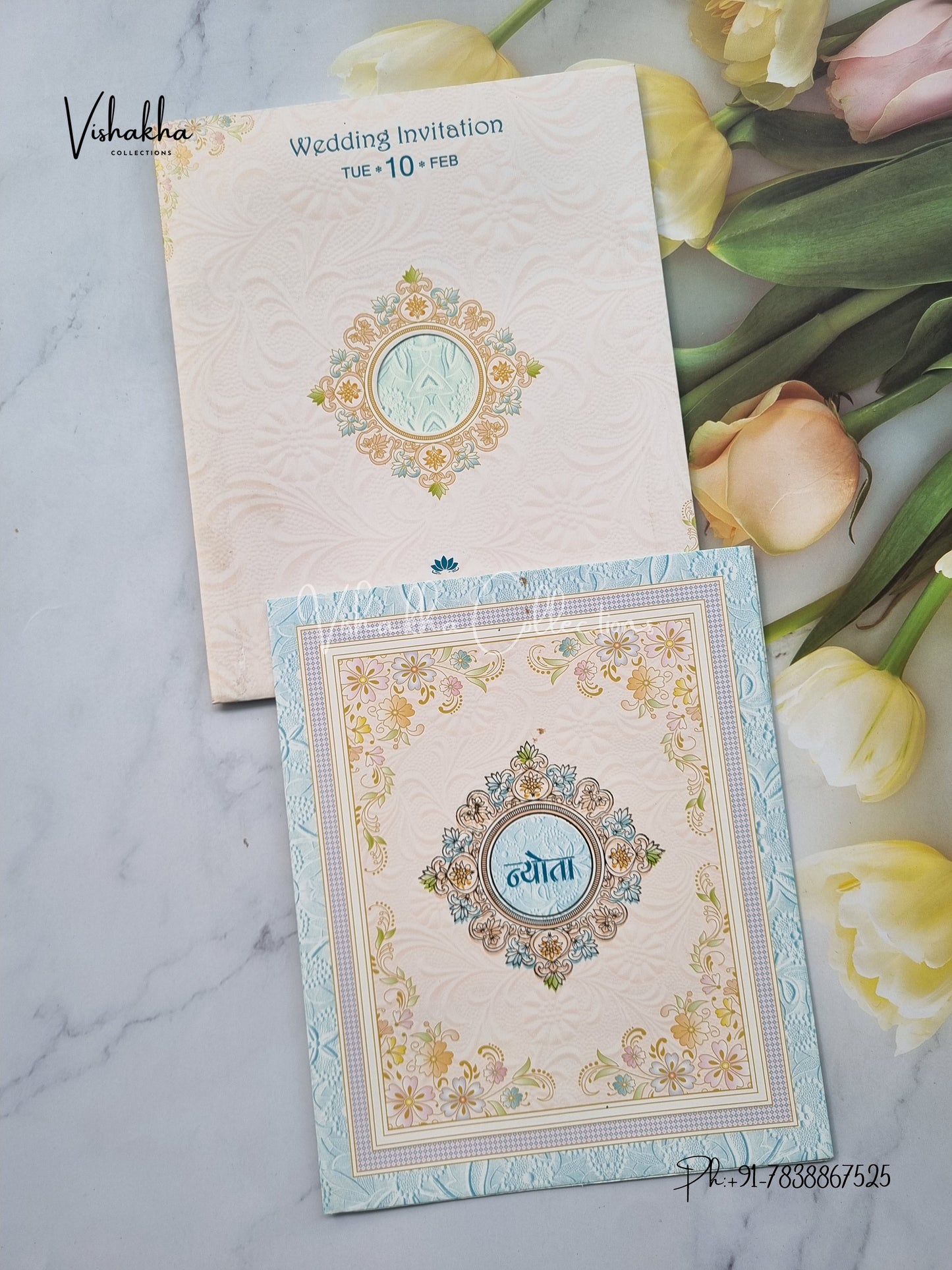 Flower Hindu Muslim Christian Sikh invitation Cards EJ-5297