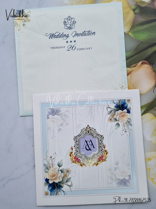 Flower Hindu Muslim Christian Sikh invitation Cards EJ-5300