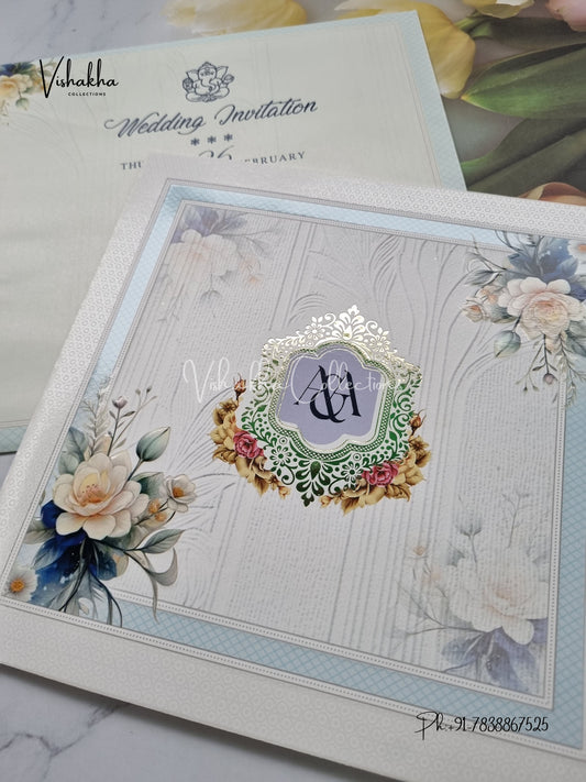 Flower Hindu Muslim Christian Sikh invitation Cards EJ-5300