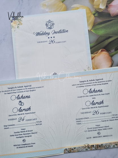 Flower Hindu Muslim Christian Sikh invitation Cards EJ-5300