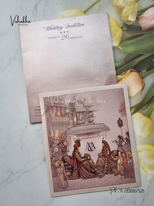 Semi Box Dulah Dulhan Hindu Sikh invitation Cards EJ-5302