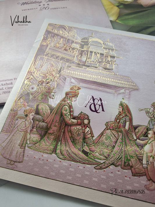 Semi Box Dulah Dulhan Hindu Sikh invitation Cards EJ-5302