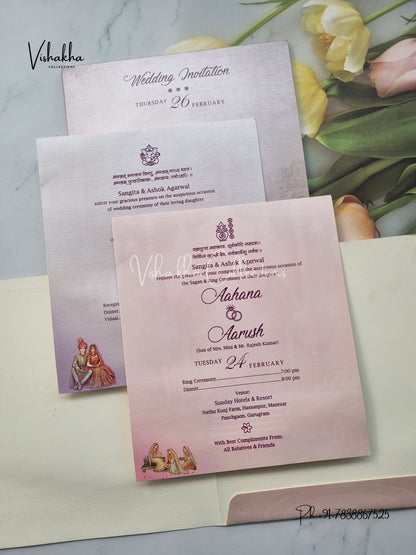 Semi Box Dulah Dulhan Hindu Sikh invitation Cards EJ-5302