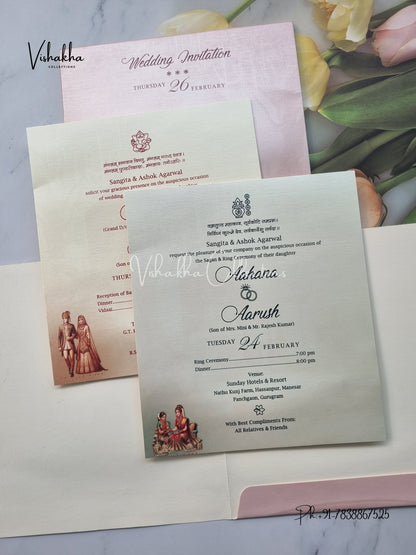 Barat Semi Box Hathi Hindu invitation Cards EJ-5303