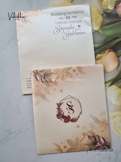 Semi Box Flower Hindu Muslim Christian Sikh invitation Cards EJ-5306