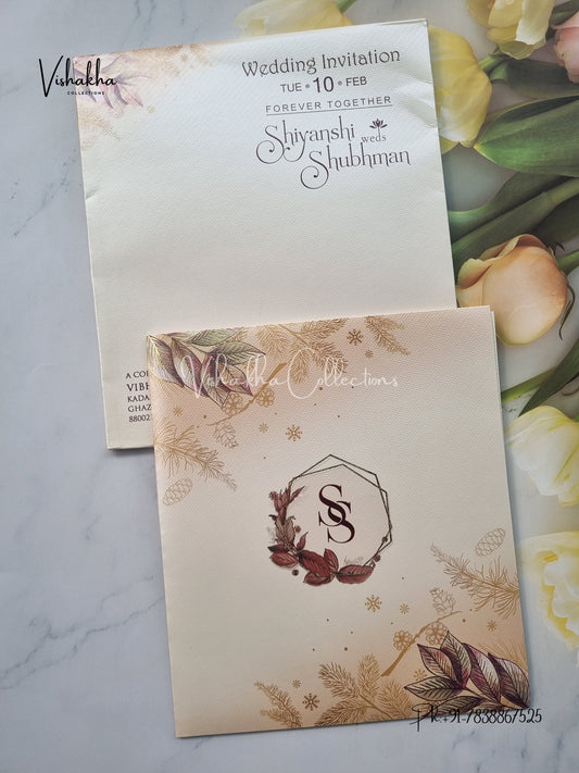 Semi Box Flower Hindu Muslim Christian Sikh invitation Cards EJ-5306