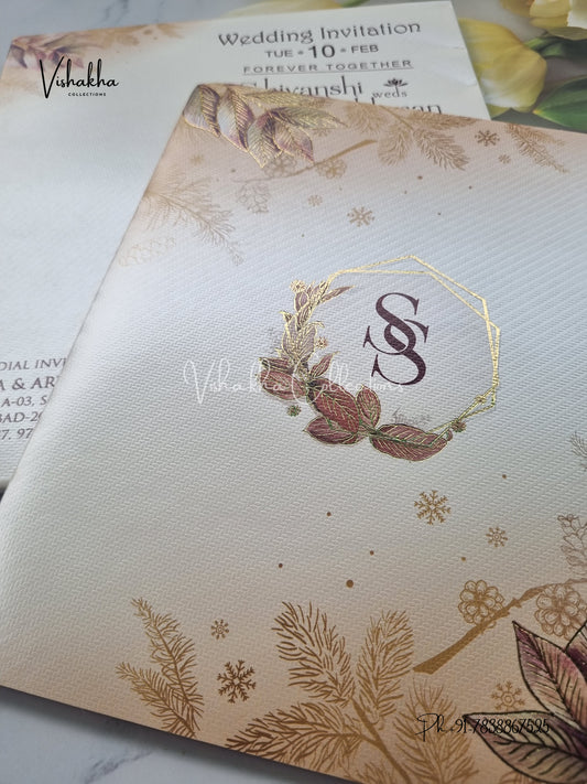 Semi Box Flower Hindu Muslim Christian Sikh invitation Cards EJ-5306