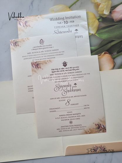 Semi Box Flower Hindu Muslim Christian Sikh invitation Cards EJ-5306