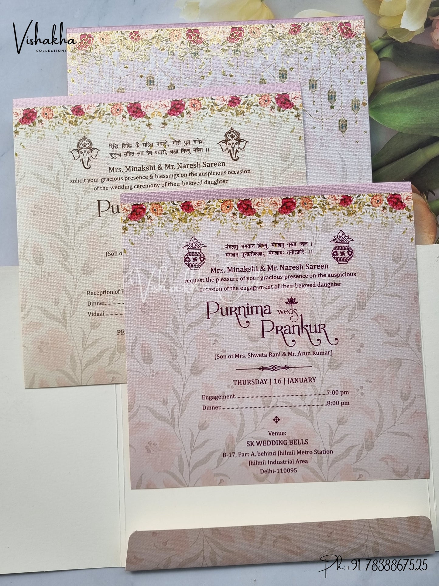 Hathi Hindu Sikh invitation Cards EJ-5308