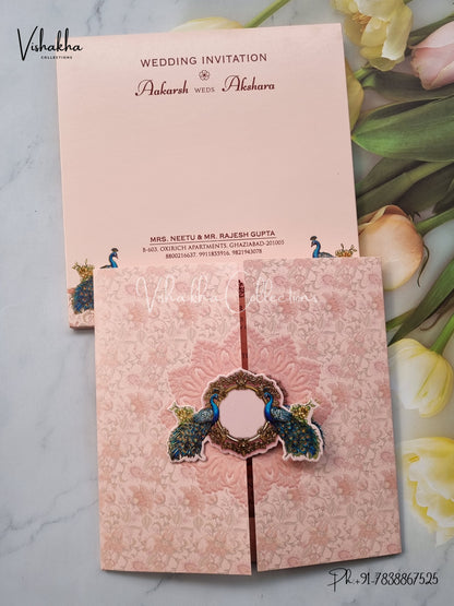 Peacock Hindu Sikh invitation Cards EJ-5309