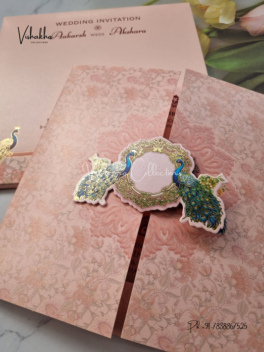 Peacock Hindu Sikh invitation Cards EJ-5309
