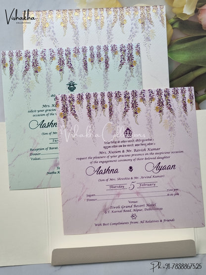 Hathi Flower Hindu Sikh invitation Cards EJ-5310