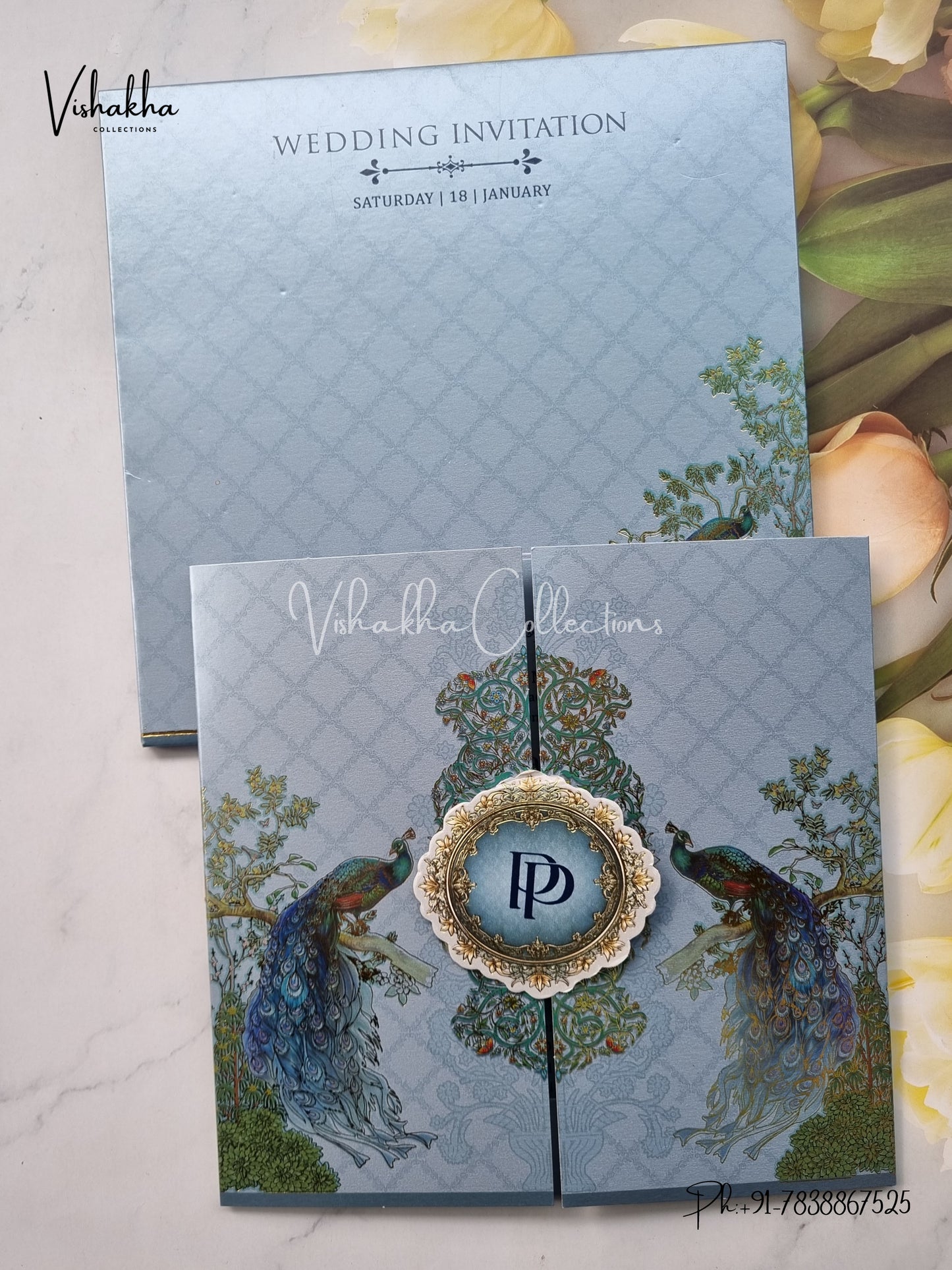 Peacock Hindu Sikh invitation Cards EJ-5311