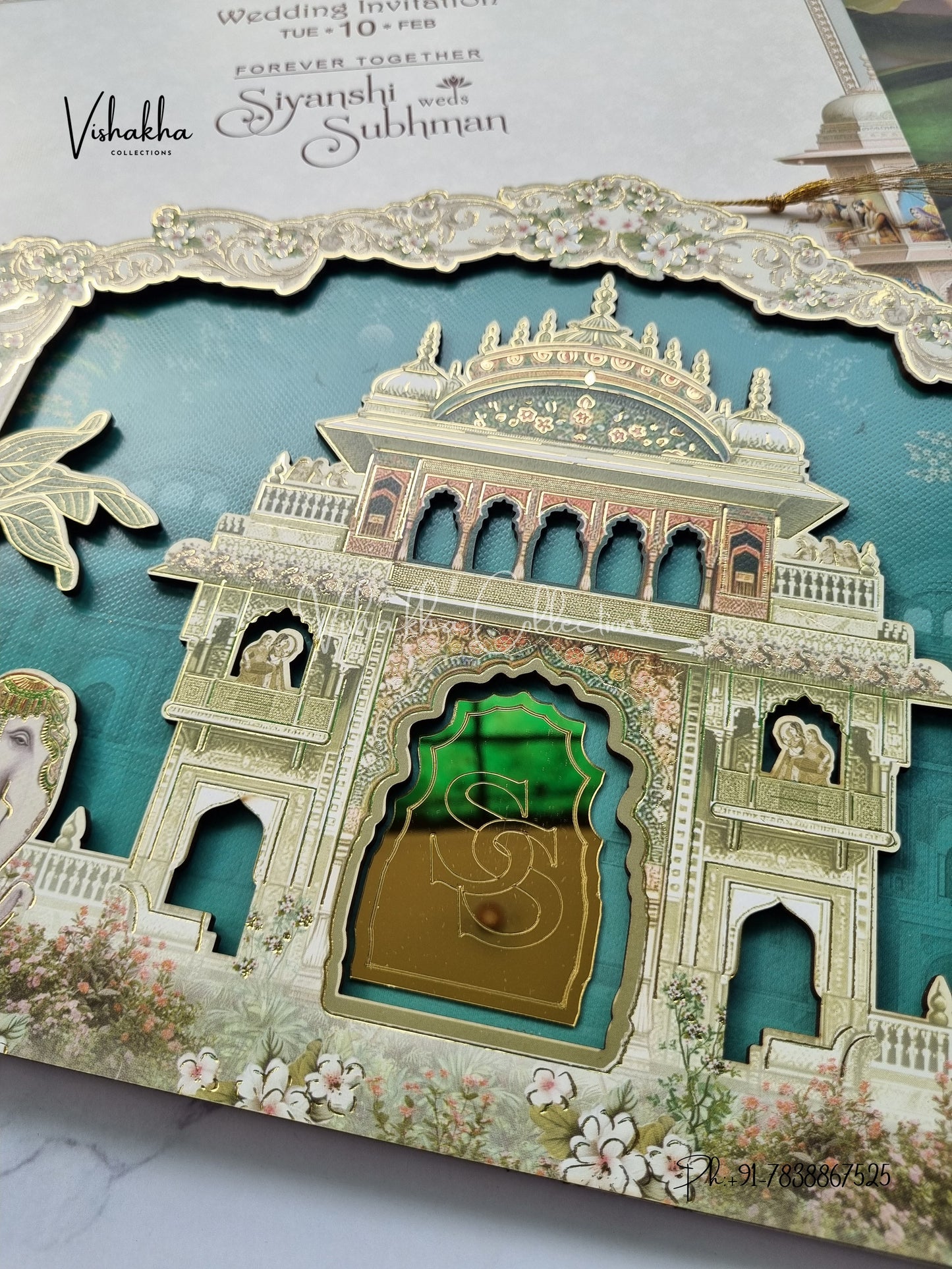 Semi Box Hathi Hindu Sikh MDF Board Laser Cut invitation Cards EJ-5333