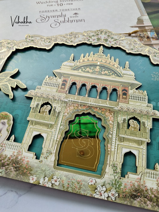 Semi Box Hathi Hindu Sikh MDF Board Laser Cut invitation Cards EJ-5333