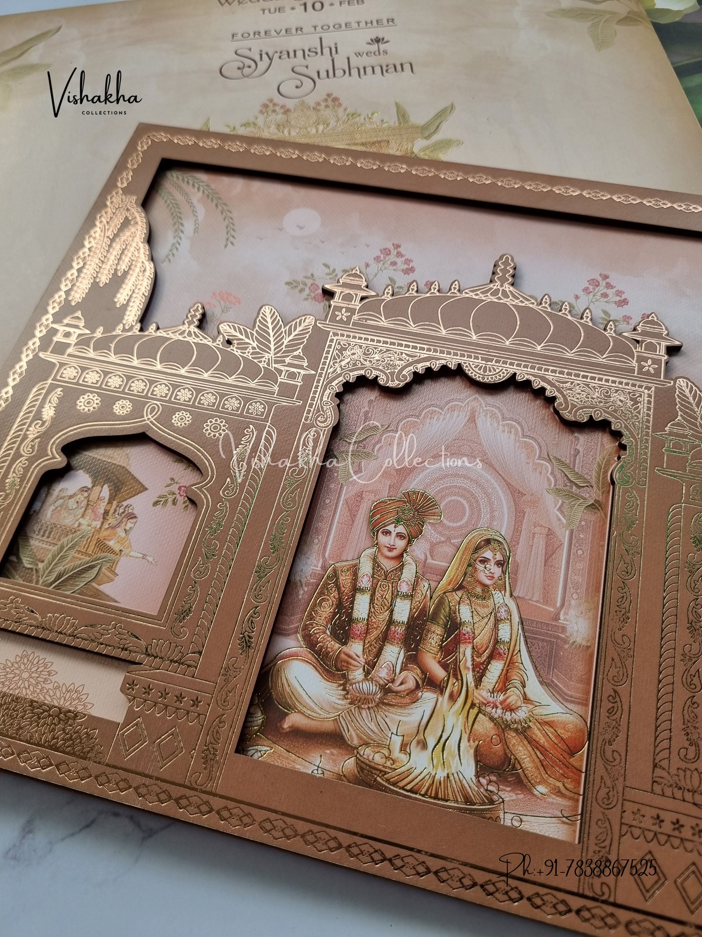 Semi Box Dulah Dulhan Hindu Sikh MDF Board Laser Cut invitation Cards EJ-5334