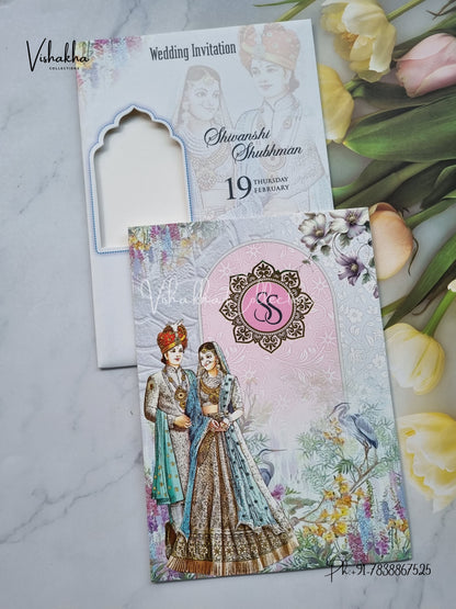 Dulah Dulhan Hindu Sikh invitation Cards EJ-5355