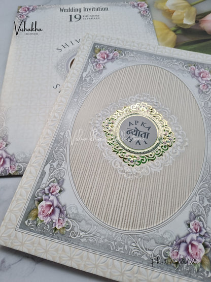 Flower Hindu Muslim Christian Sikh invitation Cards EJ-5356