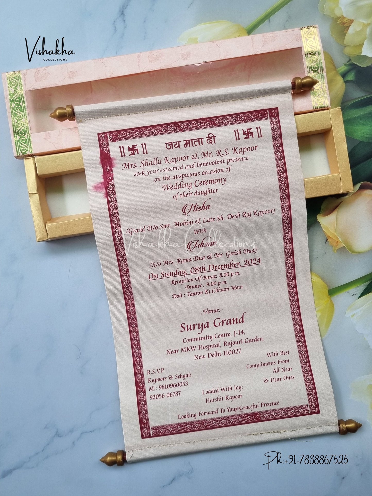 Scroll Farman invitation Cards FC-048