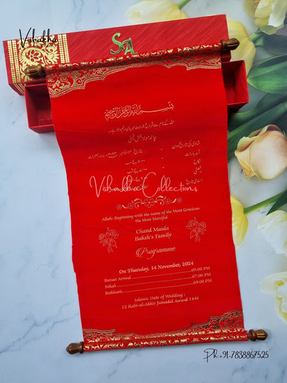 Scroll Farman invitation Cards FC-050