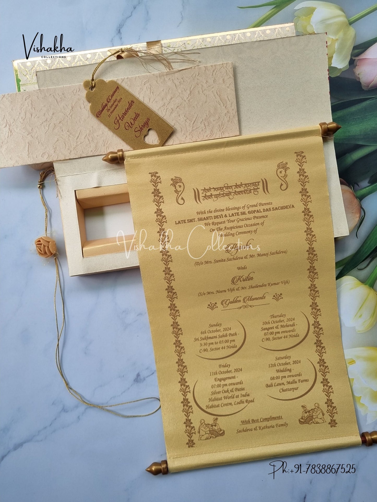 Scroll Farman invitation Cards FC-053
